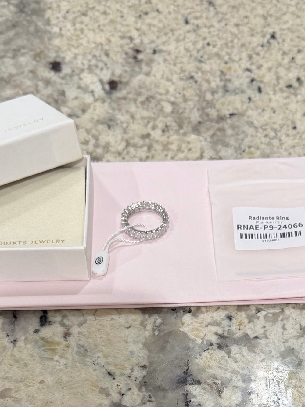 Radiant cut stackable eternity ring